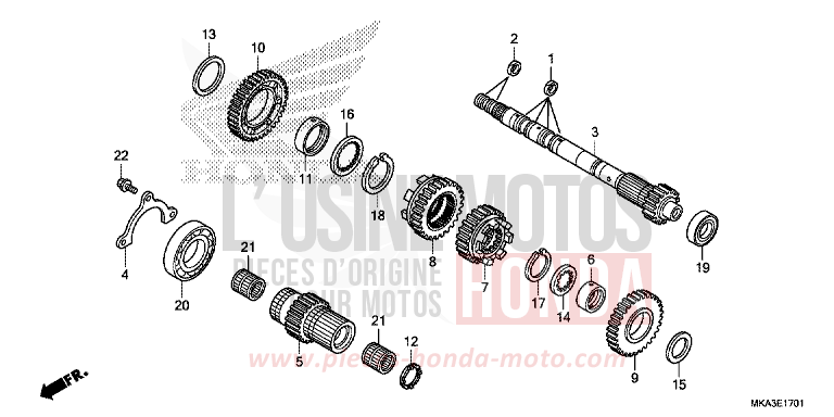 BOITE DE VITESSES (ARBRE SECONDAIRE) (NC750XD) von NC750X DCT MAT PEARL GLARE WHITE (NHB54) von 2017